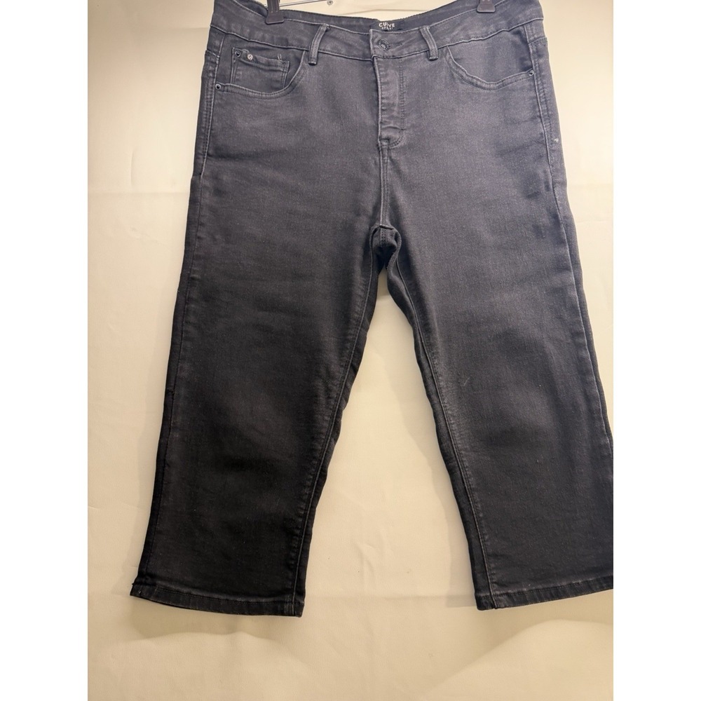 Curve Appeal Black Cropped Jeans Womens Mid Rise Stretch Denim Pants
